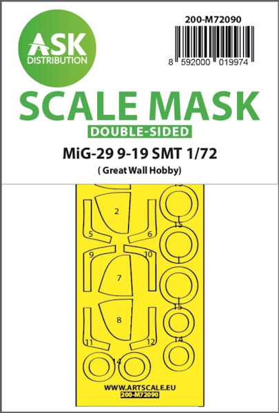 Masking Set Mikoyan MiG29SMT  9-19 Fulcrum (Great Wall Hobby) Double Sided  200-M72090