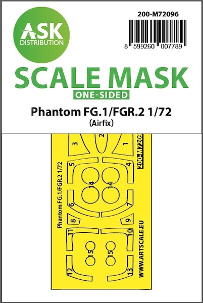 Masking Set Phantom FG1/FGR2 Canopy and wheels (Airfix) Single Sided 200-M72096