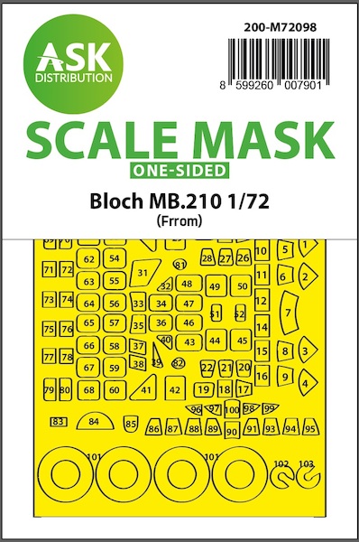 Masking Set Bloch MB210  Cockpit and wheels (Frrom) Single Sided  200-M72098