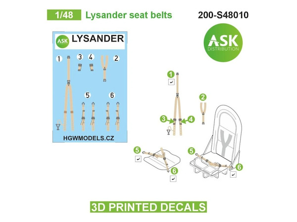 Westland Lysander Seat Belts 200-S48010