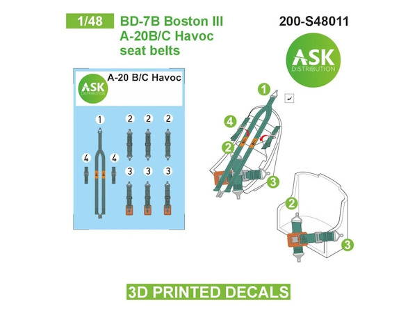 DB7B Boston III/ A20B/C Havoc Seat Belts 200-S48011