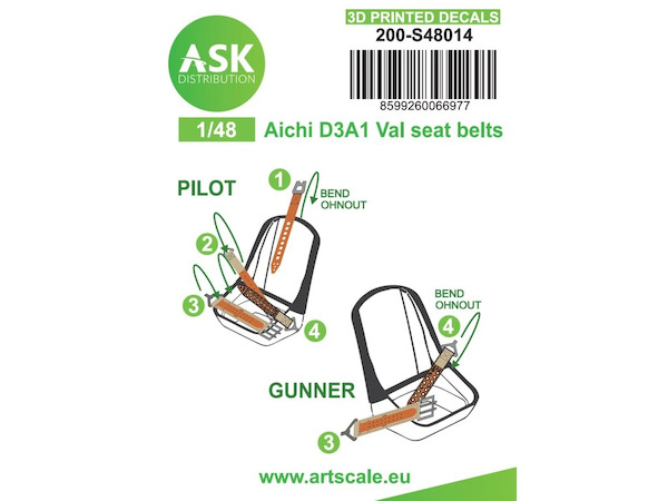 Aichi D3A-1 Val Seat Belts for Pilot and gunner/Navigator 200-S48014