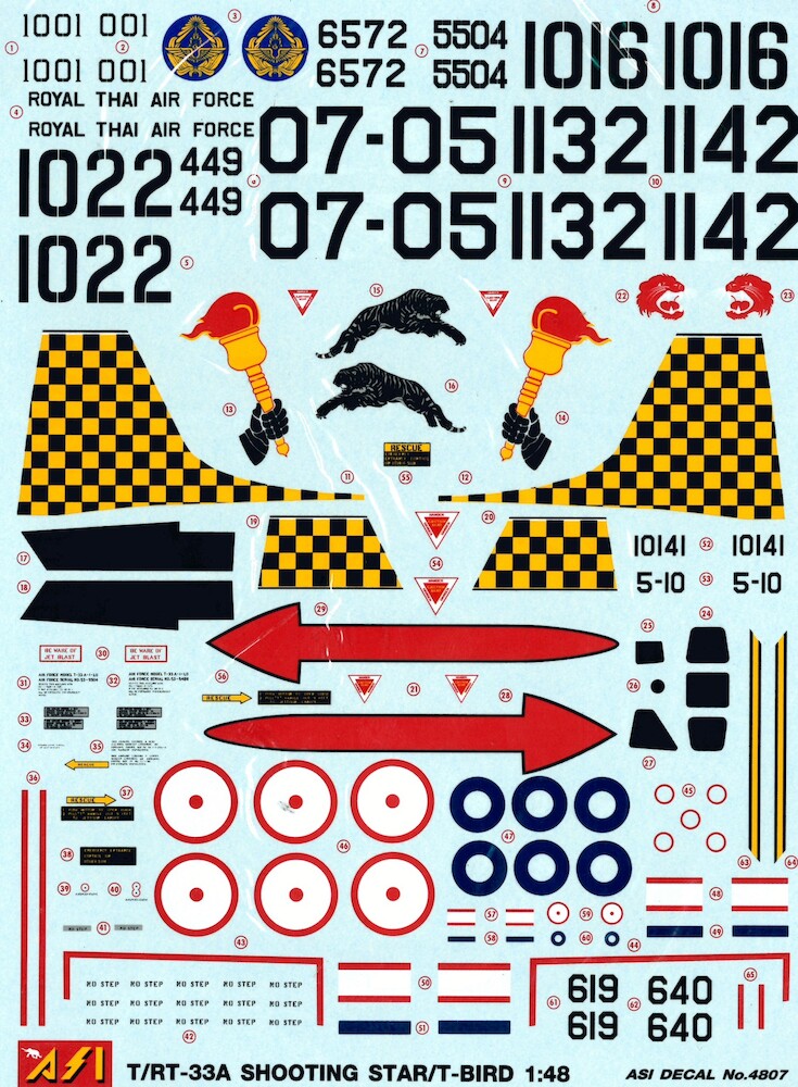 ASI Decals asi4807 Lockheed T33/RT33A T'Bird (Royal Thai AF)