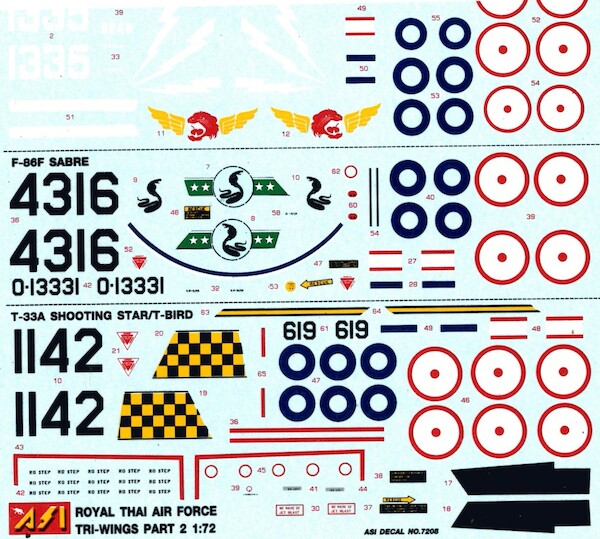 Royal Thai AF ( F8F-1 Bearcat 23FBS, F86F-40 Sabre 12FBS, T33A T-Bird 10sqn)  asi7210