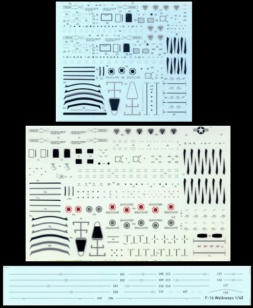 F-16 Spare decals sets with stencils etc asd72xx