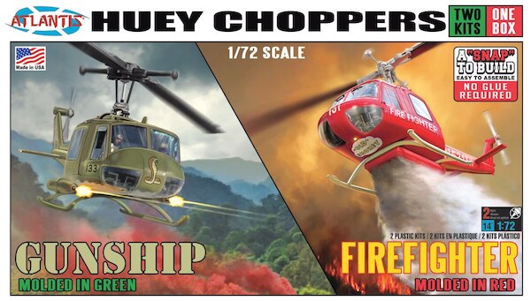 Huey Choppers, UH1B Firefigter and UH1B Gunship (2 kits) M1026