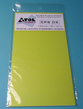 Colour Plastic sheet 180x100mm - Yellow 0,5mm thick (2x)  CPS05