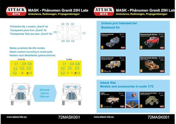 Mask for Phänomen Granit 25H Radiowagen, Ambulance and Radiowagen (ATTACK) 72MASK001