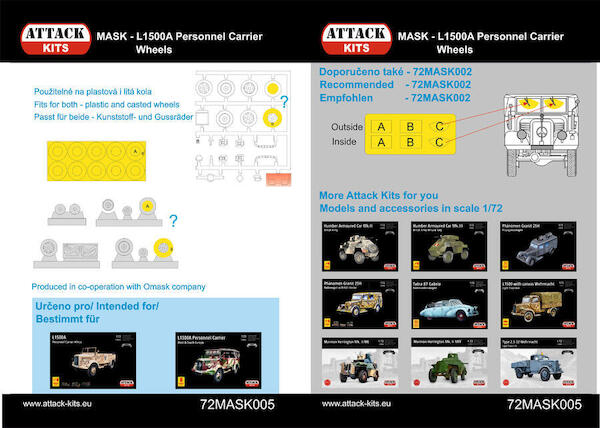 Mask for L1500A Light Truck Personell carrier Wheels (ATTACK)  72MASK005