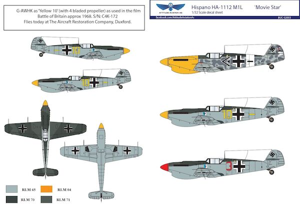 Hispano HA-1112 M1L 'Movie Star' decal sheet + resin additional parts (Hasegawa) buc32003