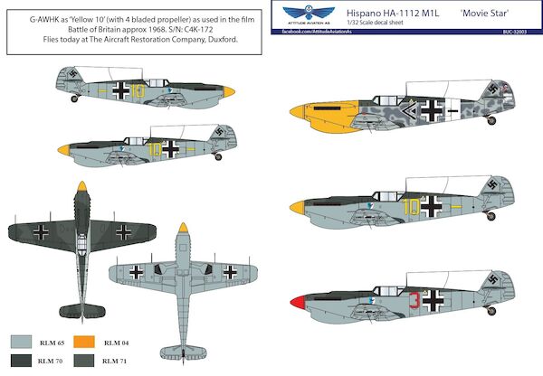 Hispano HA-1112 M1L 'Movie Star' decal sheet + resin additional parts (Hasegawa)  buc32003