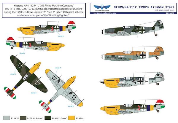 Bf 109/HA-1112 1990s Airshow Star Decals buc32015
