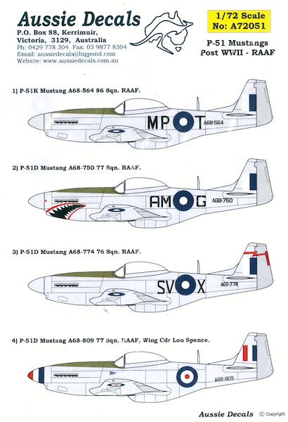 North American P51D Mustang (Post WW2 RAAF) A72051