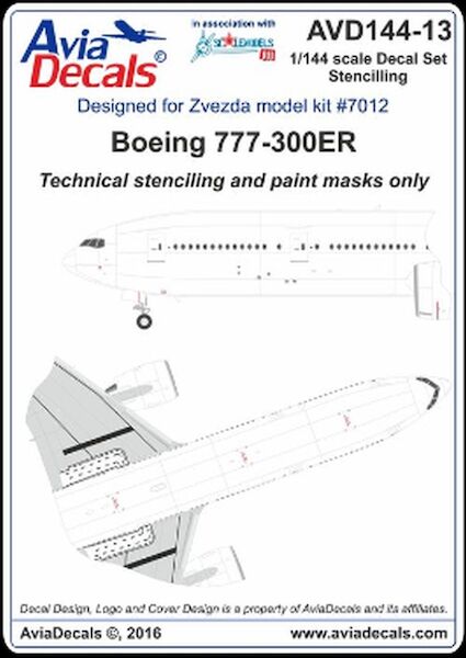 Boeing 777-300ER technical Stencilling and paint mask for Zvezda  AVD144-13