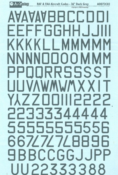 RAF & FAA Aircraft Serial Number Characters: 36" Dark Grey  aod72c02