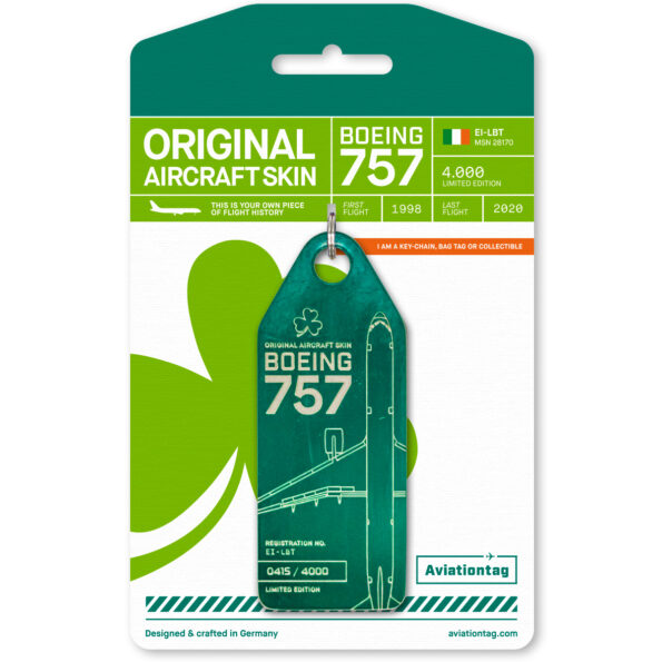Keychain made of real aircraft skin: Boeing 757 Aer Lingus EI-LBT 4260411671596