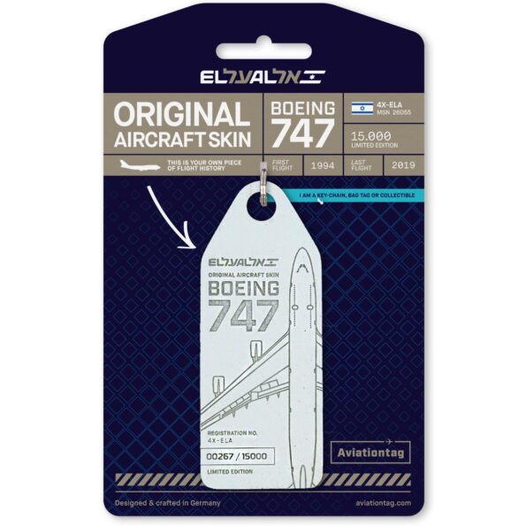 Keychain made of: Boeing 747-400 El Al 4X-ELA (white) 4X-ELA WHITE