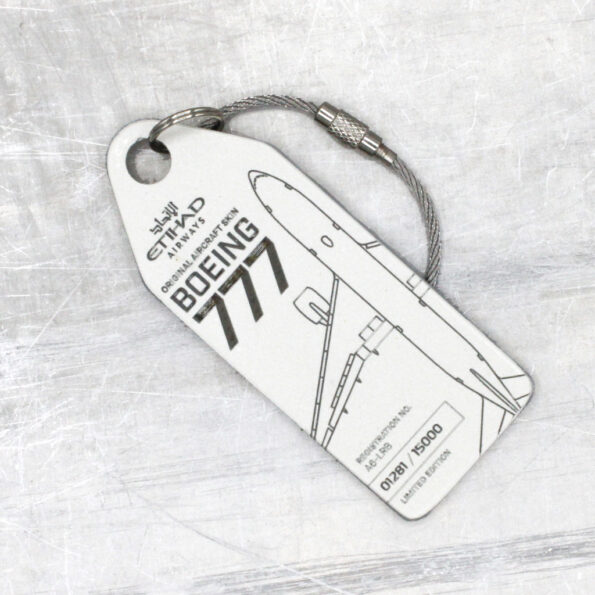 Keychain made of: Boeing 777 Etihad A6-LRB white  A6-LRB-PEARL