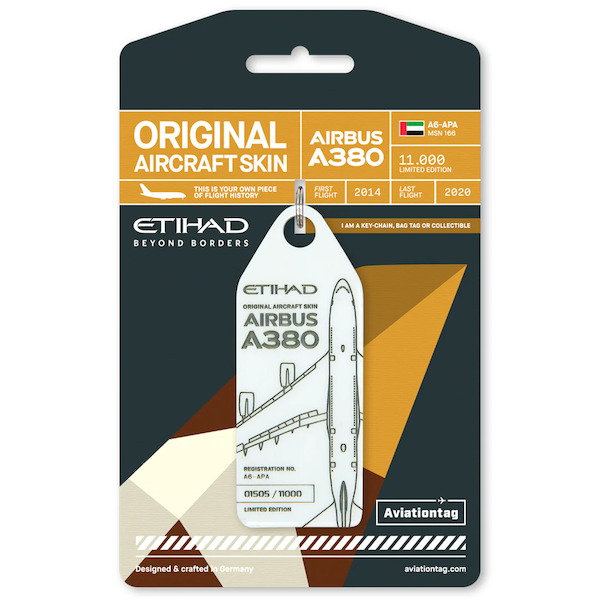 Keychain made of: Etihad Airbus A380 - A6-APA  AP-APA
