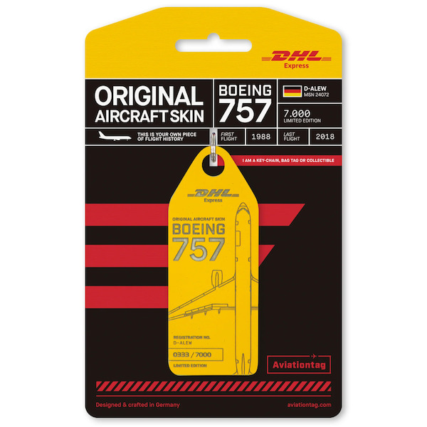 Keychain made of: DHL Express Boeing 757 - D-ALEW D-ALEW