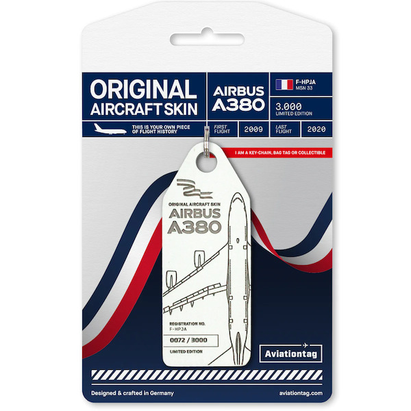 Keychain made of real aircraft skin: Airbus A380 Air France F-HPJA F-HPJA
