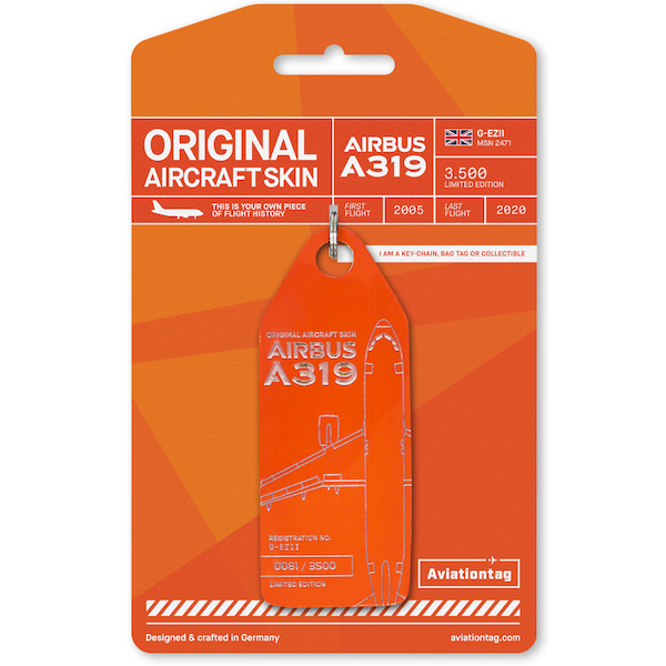 Keychain made of: Airbus A319 Easyjet G-EZII (orange)  G-EZII ORANGE