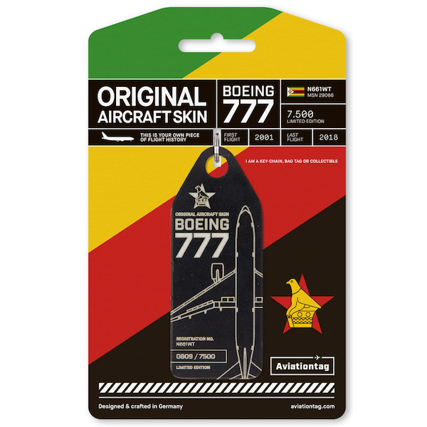 Keychain made of:  Boeing 777 - N661WT (black)  N661WT BLACK