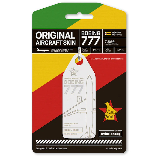 Keychain made of: Boeing 777 - N661WT (white) N661WT WHITE
