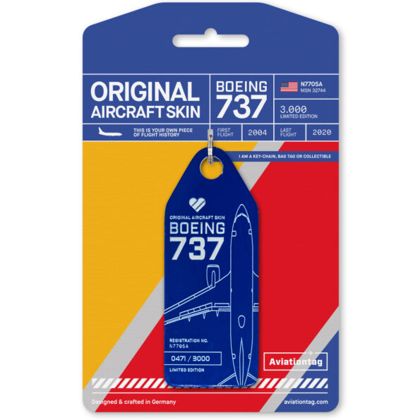 Keychain made of real aircraft skin: Boeing 737-700 N7705A Southwest Airlines N7705A