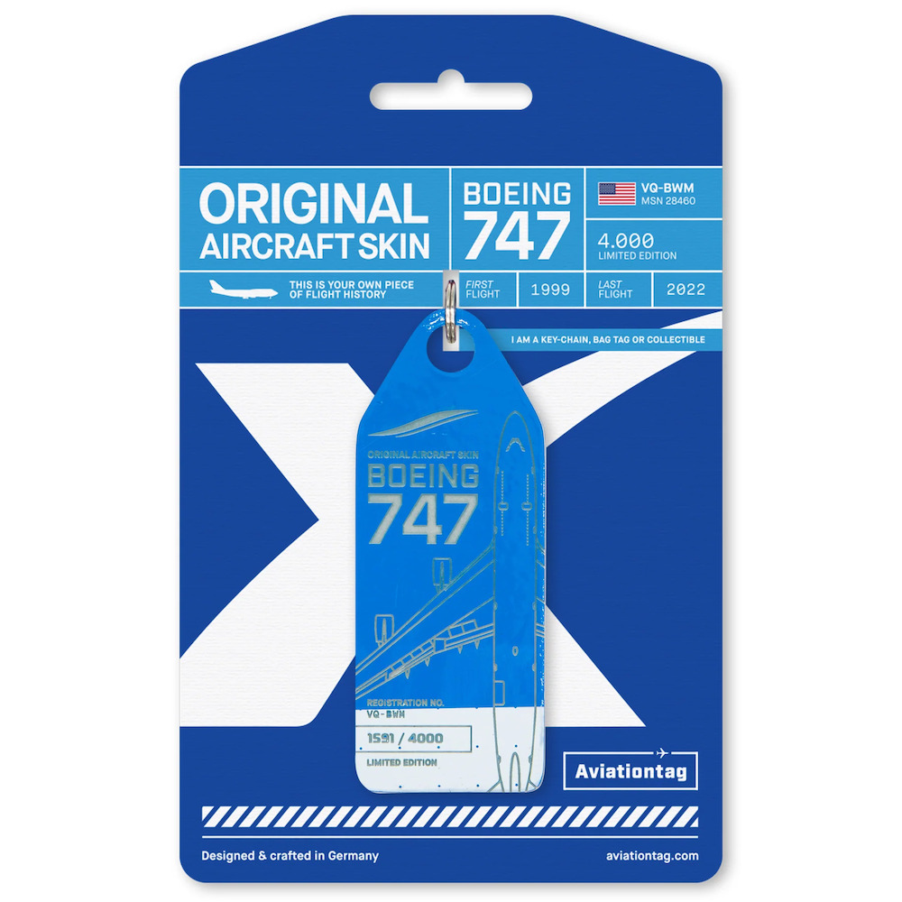Aviationtag PH-BFV BL-W Keychain made of: JetOneX VQ-BWM / KLM Bo