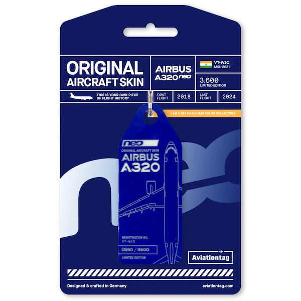 Keychain made of: GoAir India Airbus A320neo - VT-WJC VT-WJC