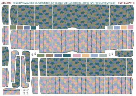Fokker DVII (ALB/OAW built) 5 colour lozenge with factory fresh effect & linnen tapes(Wingnut Wings)  ATT32036