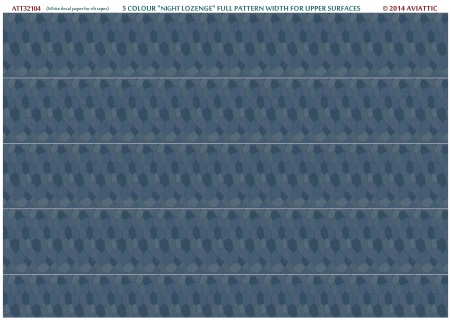 5 colour night lozenge full pattern width for upper surfaces on white decal paper for rib tapes ATT32104