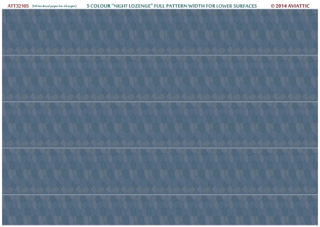 5 colour night lozenge full pattern width for Lower surfaces on white decal paper for rib tapes ATT32105