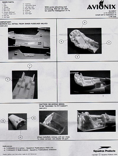 A7A Corsair II Cockpit set (Hobby Boss) BLC48027