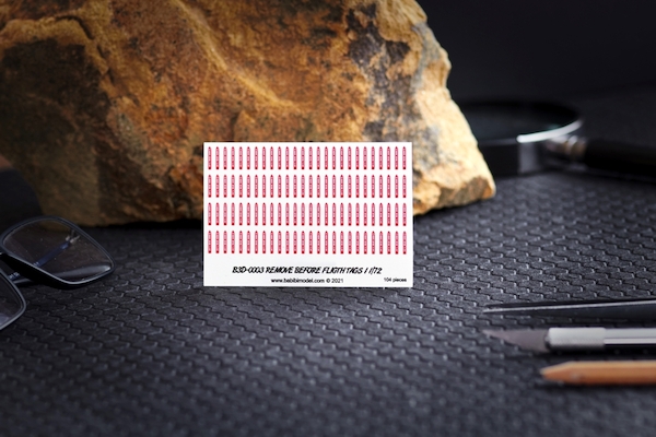 3D Remove Before Flight tags (104 tags) B3D-0003