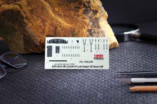 3D Cockpit Detail Decals UH1N / AB212 Huey (Italeri) B3D-0024