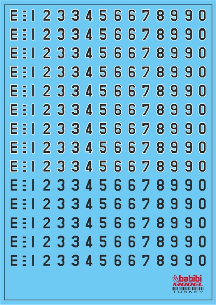 Turkish AF White rounded and basic numbers set  DDT-01002