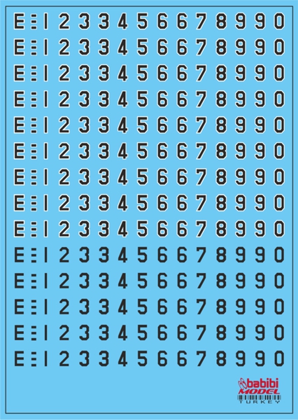 Turkish AF White rounded and basic numbers set DDT-01003