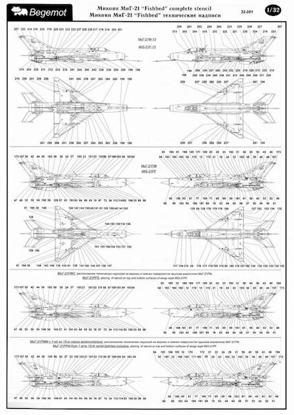 Mikoyan MiG21 Stencil data  BM32-001