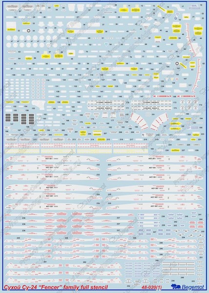 Suchoi Su24 Fencer family full stencils  BM48-20