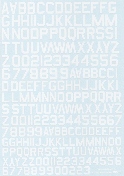 Numbers and letters white 45° code (10, 12 & 14mm)  bd-13