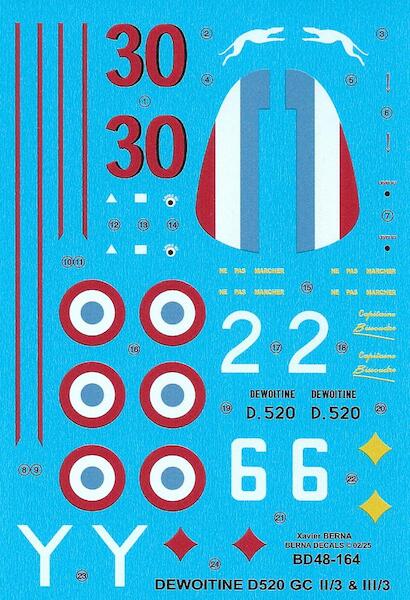 Dewoitine D 520  GC II/3 & III/3 (4 schemes)  BD 48-164