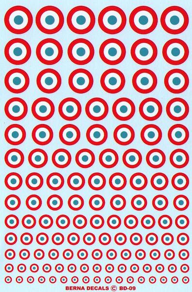 French roundels Armée de l'air 1935-40 diameter from 4 to 16 mm bd09
