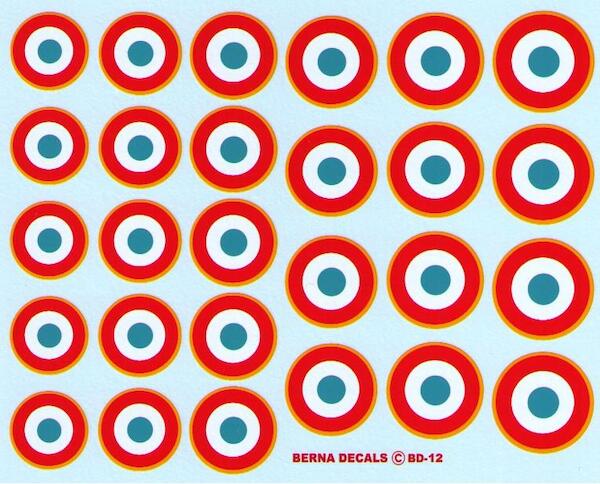 French roundels Arme de l'air 1943-82 diameter from 17 to 22 mm  bd12