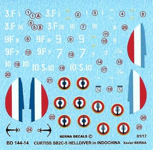 French Curtiss SB2C-5 Helldiver over Indochina (5 schemes)  BD144-14