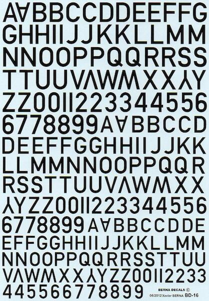 Numbers & letters Black RAF code (10, 12 & 14mm) bd16