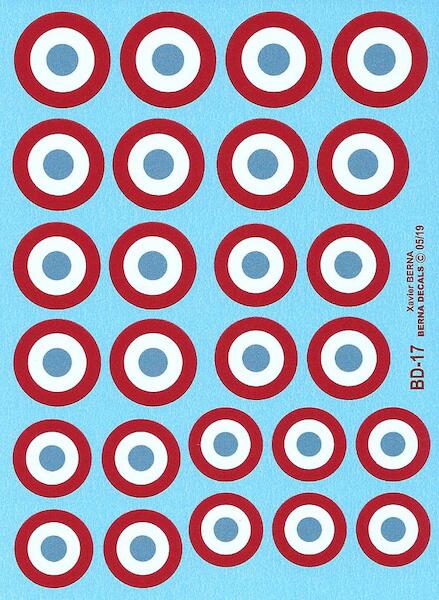 French roundels Armée de l'air 1935-40 diameter 17 to 22 mm bd17