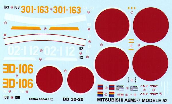 Mitsubishi ZERO A6M5-7 Model 52-63: Morioka 1945, 201 Kokutai 25/10/1944, Suzuki (301-163) 1944  BD32-20