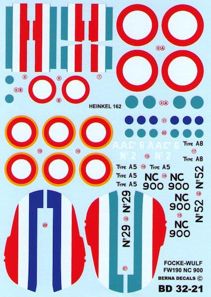 Heinkel He162 & Focke-Wulf FW190 in French colours (4 schemes)  BD32-21